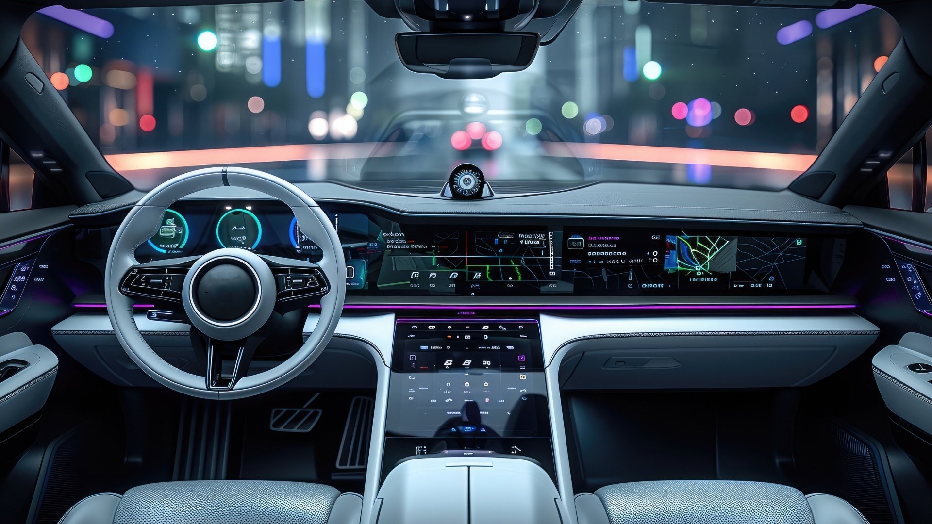 Automotive-interior-future-cockpit-with-large-displays