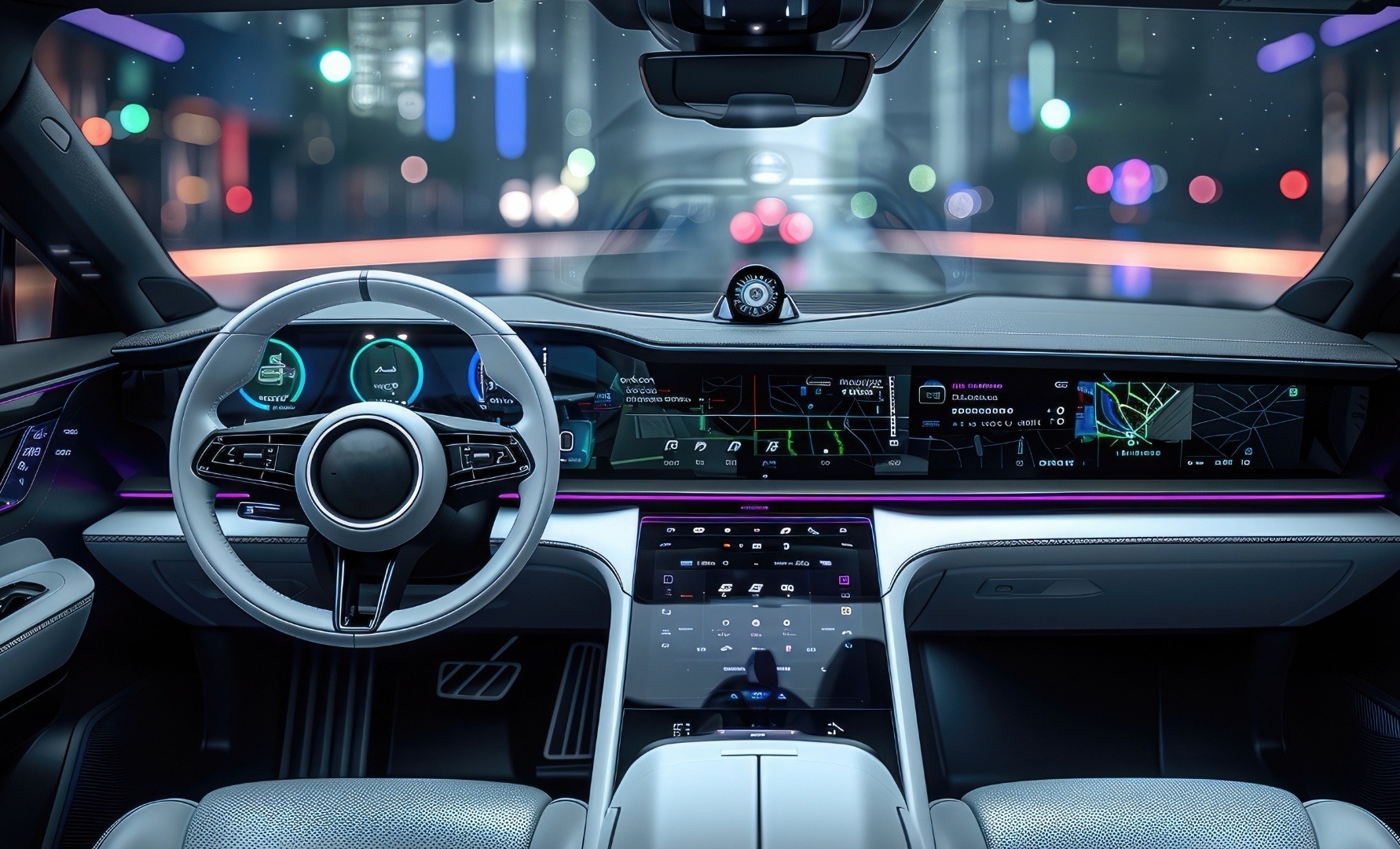 Automotive-interior-future-cockpit-with-large-displays